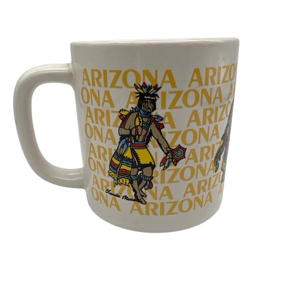 Arizona Coffee Mug Dancing Hopi Native Americans 3.5" Tall Souvenir - Picture 1 of 9
